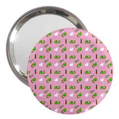 Green Elephant Pattern Pink 3  Handbag Mirrors by snowwhitegirl