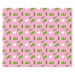 Green Elephant Pattern Pink Double Sided Flano Blanket (small)  by snowwhitegirl