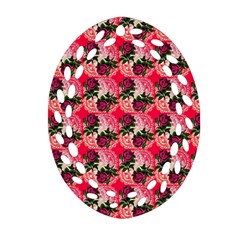 Doily Rose Pattern Watermelon Pink Ornament (oval Filigree) by snowwhitegirl