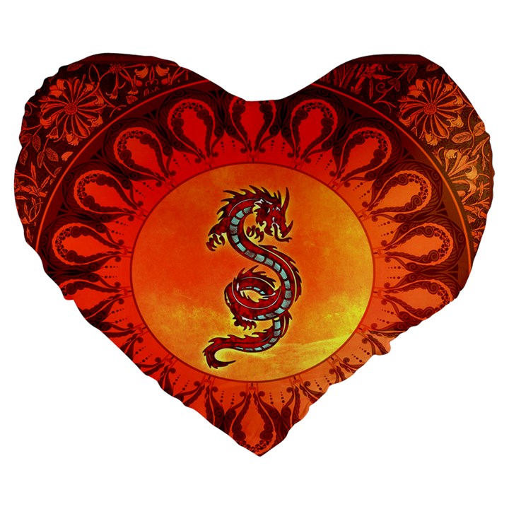 Wonderful Chinese Dragon Large 19  Premium Heart Shape Cushions