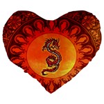Wonderful Chinese Dragon Large 19  Premium Heart Shape Cushions Back