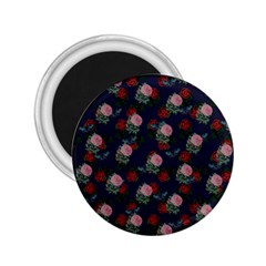 Dark Floral Butterfly Blue 2.25  Magnets