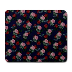 Dark Floral Butterfly Blue Large Mousepads