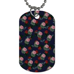 Dark Floral Butterfly Blue Dog Tag (Two Sides)