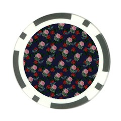 Dark Floral Butterfly Blue Poker Chip Card Guard