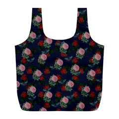 Dark Floral Butterfly Blue Full Print Recycle Bag (L)