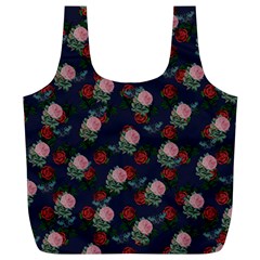 Dark Floral Butterfly Blue Full Print Recycle Bag (XL)