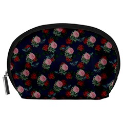 Dark Floral Butterfly Blue Accessory Pouch (Large)