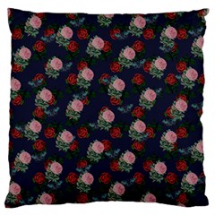 Dark Floral Butterfly Blue Standard Flano Cushion Case (Two Sides)