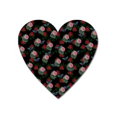 Dark Floral Butterfly Black Heart Magnet