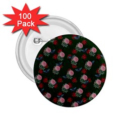 Dark Floral Butterfly Green 2 25  Buttons (100 Pack)  by snowwhitegirl