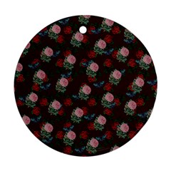 Dark Floral Butterfly Burgundy Ornament (round) by snowwhitegirl