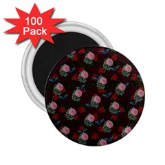 Dark Floral Butterfly Burgundy 2 25  Magnets (100 Pack) 