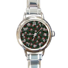 Dark Floral Butterfly Teal Bats Lip Green Round Italian Charm Watch