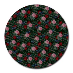 Dark Floral Butterfly Teal Bats Lip Green Round Mousepads