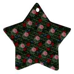 Dark Floral Butterfly Teal Bats Lip Green Ornament (Star)