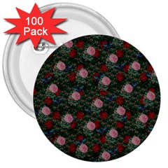 Dark Floral Butterfly Teal Bats Lip Green 3  Buttons (100 Pack)  by snowwhitegirl