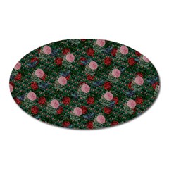 Dark Floral Butterfly Teal Bats Lip Green Oval Magnet