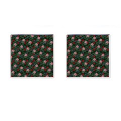 Dark Floral Butterfly Teal Bats Lip Green Cufflinks (Square)