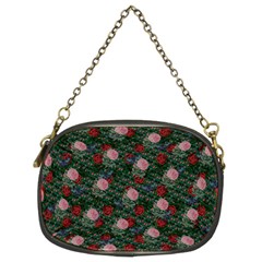 Dark Floral Butterfly Teal Bats Lip Green Chain Purse (Two Sides)