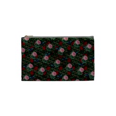Dark Floral Butterfly Teal Bats Lip Green Cosmetic Bag (Small)