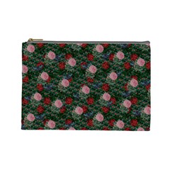 Dark Floral Butterfly Teal Bats Lip Green Cosmetic Bag (Large)