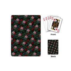Dark Floral Butterfly Teal Bats Lip Green Playing Cards Single Design (Mini)