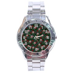 Dark Floral Butterfly Teal Bats Lip Green Stainless Steel Analogue Watch