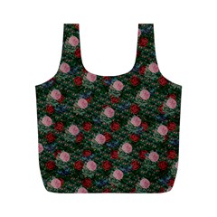 Dark Floral Butterfly Teal Bats Lip Green Full Print Recycle Bag (M)