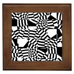 Black And White Crazy Pattern Framed Tile by Sobalvarro