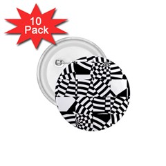 Black And White Crazy Pattern 1 75  Buttons (10 Pack) by Sobalvarro