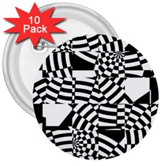 Black And White Crazy Pattern 3  Buttons (10 Pack)  by Sobalvarro