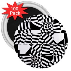 Black And White Crazy Pattern 3  Magnets (100 Pack)