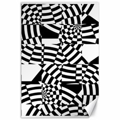 Black And White Crazy Pattern Canvas 24  X 36  by Sobalvarro