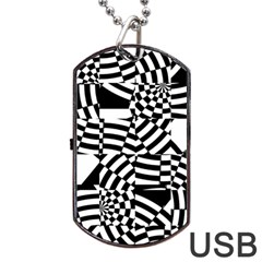 Black And White Crazy Pattern Dog Tag Usb Flash (one Side) by Sobalvarro