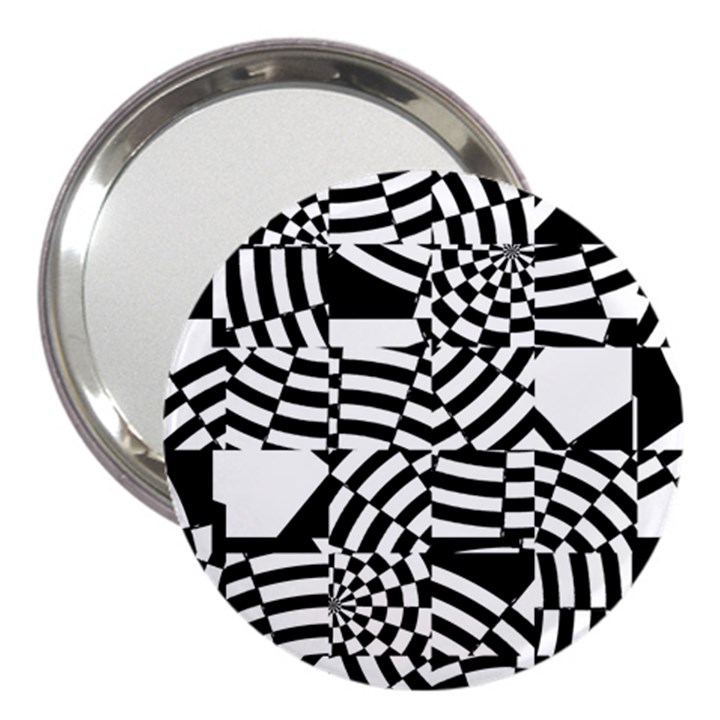 Black And White Crazy Pattern 3  Handbag Mirrors