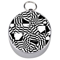 Black And White Crazy Pattern Silver Compasses by Sobalvarro