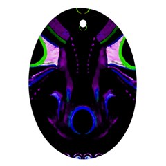 Demon Ethnic Mask Extreme Close Up Illustration Oval Ornament (two Sides) by dflcprintsclothing