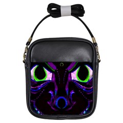 Demon Ethnic Mask Extreme Close Up Illustration Girls Sling Bag by dflcprintsclothing