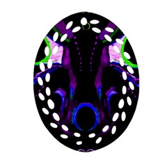 Demon Ethnic Mask Extreme Close Up Illustration Oval Filigree Ornament (two Sides) by dflcprintsclothing