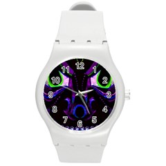 Demon Ethnic Mask Extreme Close Up Illustration Round Plastic Sport Watch (m) by dflcprintsclothing