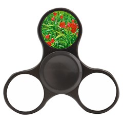 Red Flowers And Green Plants At Outdoor Garden Finger Spinner by dflcprintsclothing
