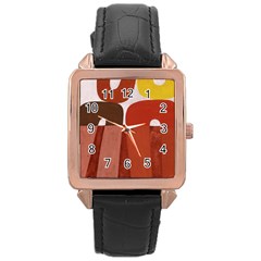 Sophie Taeuber Arp, Composition à Motifs D arceaux Ou Composition Horizontale Verticale Rose Gold Leather Watch 