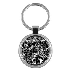 Graffiti Abstract Collage Print Pattern Key Chain (round) by dflcprintsclothing