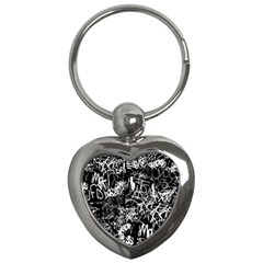 Graffiti Abstract Collage Print Pattern Key Chain (heart) by dflcprintsclothing