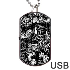 Graffiti Abstract Collage Print Pattern Dog Tag Usb Flash (two Sides) by dflcprintsclothing