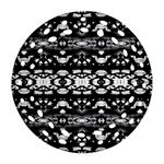 Black And White Modern Ornate Stripes Design Round Filigree Ornament (Two Sides) Front