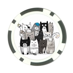 Cute Cat Hand Drawn Cartoon Style Poker Chip Card Guard (10 Pack) by Vaneshart