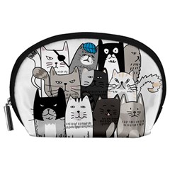 Cute Cat Hand Drawn Cartoon Style Accessory Pouch (large) by Vaneshart