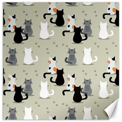 Cute Cat Seamless Pattern Canvas 12  X 12  by Vaneshart